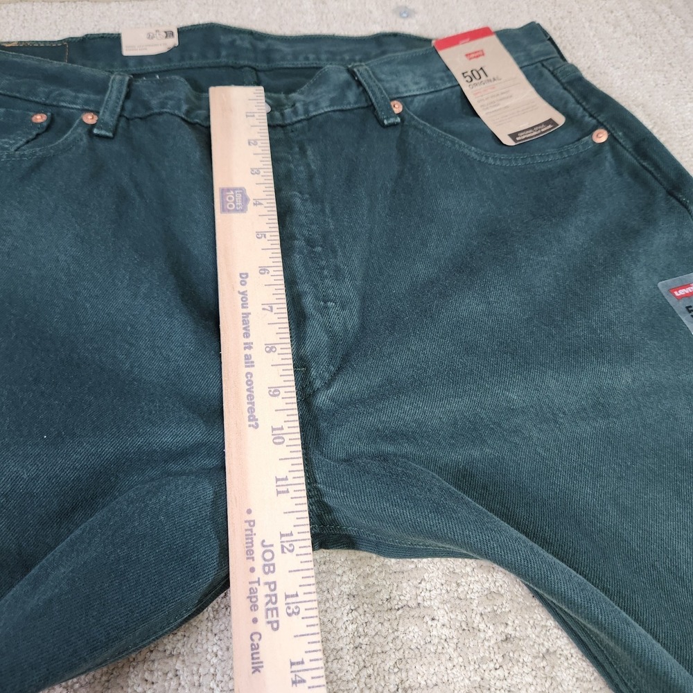 Levis 501 Jeans Men 38x30 Straight Leg Button Fly Green Denim Classic - Picture 6 of 13